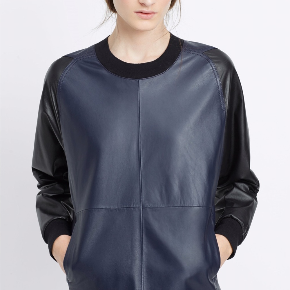 Vince NWT leather colorblock sweater $695
